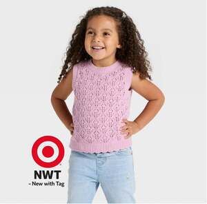 Cat & Jack Toddler Girls' Pointelle Knit Sweater Vest - Pink size 2T NWT